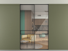 Перегородка Formato внутри проёма скрытое крепление в потолок 2 створки