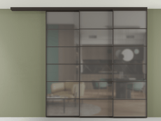 Перегородка Formato вдоль стены на потолок 3 створки с синхронным механизмом