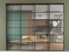 Перегородка Formato внутри проёма 4 створки с синхронным механизмом