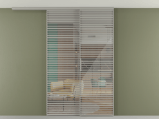 Перегородка Formato вдоль стены на потолок 2 створки с синхронным механизмом