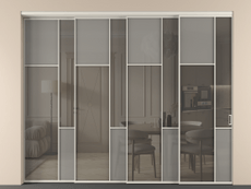 Перегородка Mosaic внутри проёма 4 створки с синхронным механизмом