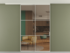 Перегородка Formato вдоль стены на потолок 2 створки с синхронным механизмом