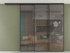 Перегородка Formato вдоль стены на потолок 3 створки с синхронным механизмом