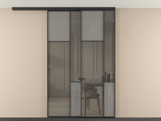 Перегородка Мозаик вдоль стены на потолок 2 створки с синхронным механизмом