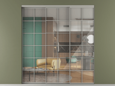 Перегородка Formato внутри проёма 3 створки с синхронным механизмом