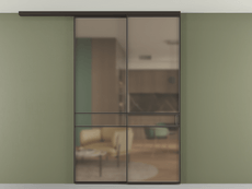 Перегородка Formato вдоль стены на потолок 2 створки с синхронным механизмом