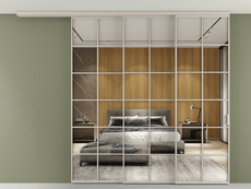 Перегородка Formato вдоль стены на потолок 3 створки с синхронным механизмом