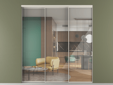 Перегородка Formato внутри проёма 3 створки с синхронным механизмом