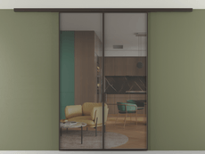 Перегородка Formato вдоль стены на потолок двустворчатая