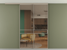 Перегородка Formato вдоль стены на потолок 2 створки с синхронным механизмом