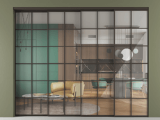 Перегородка Formato внутри проёма 4 створки с синхронным механизмом