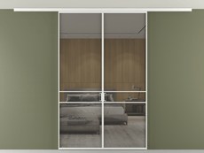 Перегородка Formato вдоль стены на потолок 2 створки