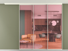 Перегородка Формато вдоль стены на потолок 3 створки с синхронным механизмом