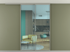 Перегородка Формато вдоль стены на потолок 2 створки с синхронным механизмом