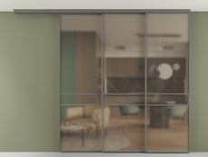 Перегородка Formato вдоль стены на потолок 3 створки с синхронным механизмом