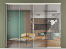 Перегородка Formato внутри проёма 4 створки с синхронным механизмом