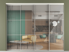 Перегородка Formato внутри проёма 4 створки с синхронным механизмом