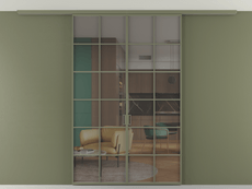 Перегородка Formato вдоль стены на потолок двустворчатая