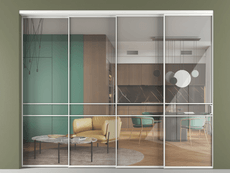 Перегородка Formato внутри проёма 4 створки с синхронным механизмом