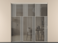 Перегородка Mosaic внутри проёма 3 створки с синхронным механизмом