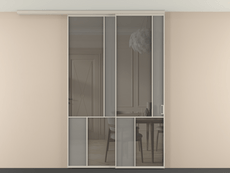 Перегородка Мозаик вдоль стены на потолок 2 створки с синхронным механизмом