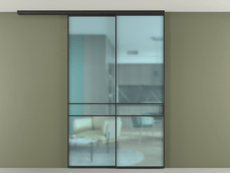 Перегородка Формато вдоль стены на потолок 2 створки с синхронным механизмом