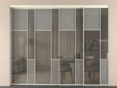 Перегородка Mosaic внутри проёма 4 створки с синхронным механизмом