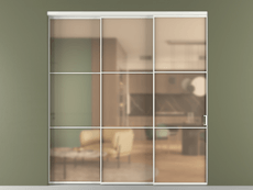 Перегородка Formato внутри проёма 3 створки с синхронным механизмом