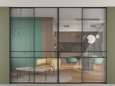 Перегородка Formato внутри проёма скрытое крепление в потолок 4 створки