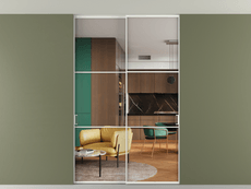 Перегородка Formato внутри проёма скрытое крепление в потолок 2 створки