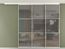 Перегородка Formato вдоль стены на потолок 3 створки с синхронным механизмом