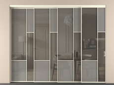 Перегородка Mosaic внутри проёма 4 створки с синхронным механизмом