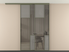 Перегородка Mosaic вдоль стены на потолок 2 створки с синхронным механизмом