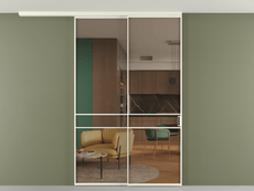 Перегородка Formato вдоль стены на потолок 2 створки с синхронным механизмом