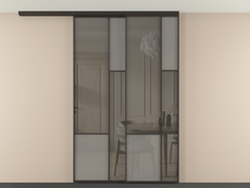 Перегородка Mosaic вдоль стены на потолок 2 створки с синхронным механизмом