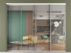 Перегородка Formato внутри проёма 4 створки с синхронным механизмом