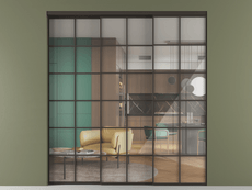 Перегородка Formato внутри проёма 3 створки с синхронным механизмом