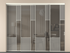 Перегородка Mosaic внутри проёма 4 створки с синхронным механизмом