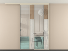 Перегородка Мозаик вдоль стены на потолок 2 створки с синхронным механизмом