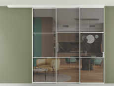 Перегородка Formato вдоль стены на потолок 3 створки с синхронным механизмом