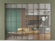 Перегородка Formato внутри проёма 4 створки с синхронным механизмом