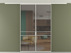 Перегородка Formato вдоль стены на потолок двустворчатая