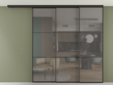 Перегородка Formato вдоль стены на потолок 3 створки с синхронным механизмом