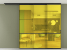 Перегородка Formato вдоль стены на потолок 3 створки с синхронным механизмом