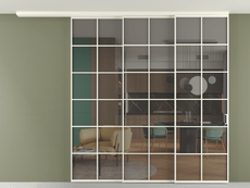 Перегородка Formato вдоль стены на потолок 3 створки с синхронным механизмом