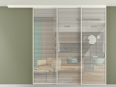 Перегородка Formato вдоль стены на потолок 3 створки с синхронным механизмом