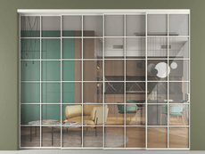 Перегородка Formato внутри проёма 4 створки с синхронным механизмом