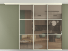 Перегородка Formato вдоль стены на потолок 3 створки с синхронным механизмом