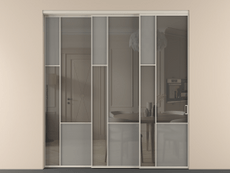 Перегородка Mosaic внутри проёма 3 створки с синхронным механизмом