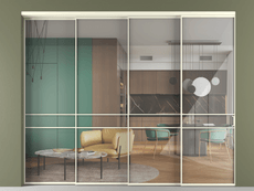 Перегородка Formato внутри проёма 4 створки с синхронным механизмом